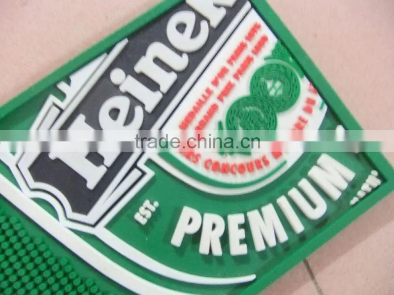 Eco-friendly hot selling soft pvc logo bar mats for promotion use