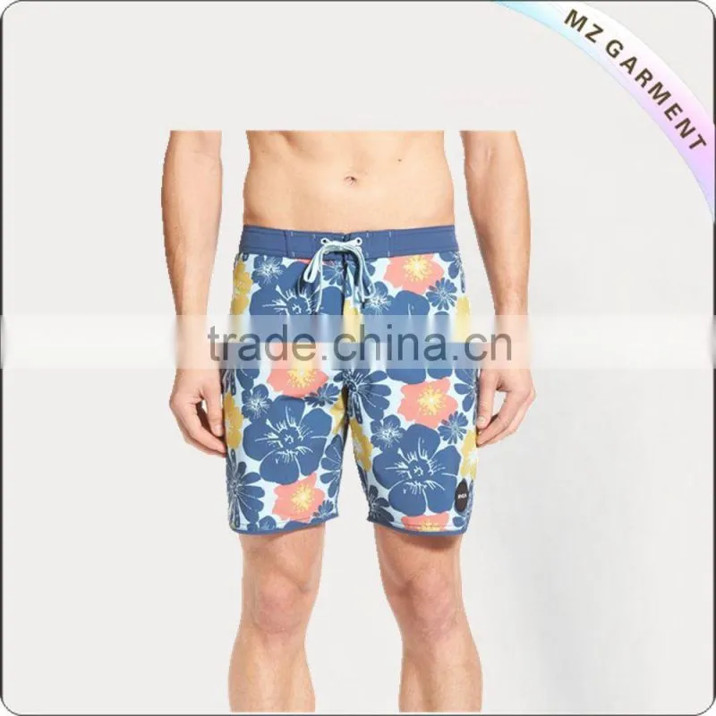 Orange floral 100% polyester cargo shorts