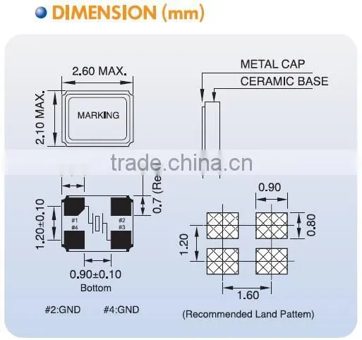 2.5x2.0mm SMD Quartz Crystal-Metering