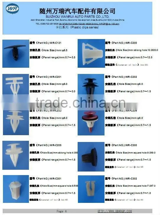Auto plastic clips fasteners for car made in China