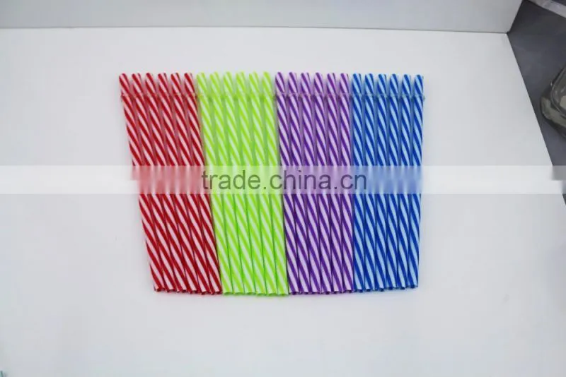 7.5*230mm colorful pp stripes drinking straws with ring