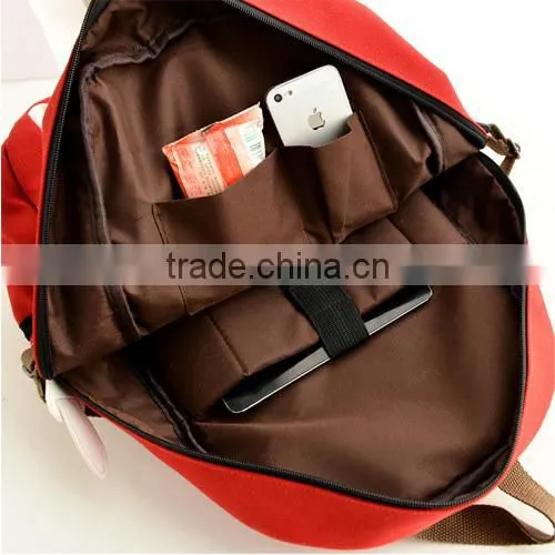 Hot Sell Korea Design Canvas Girl's Backpack with Pouch (BJMHT001)