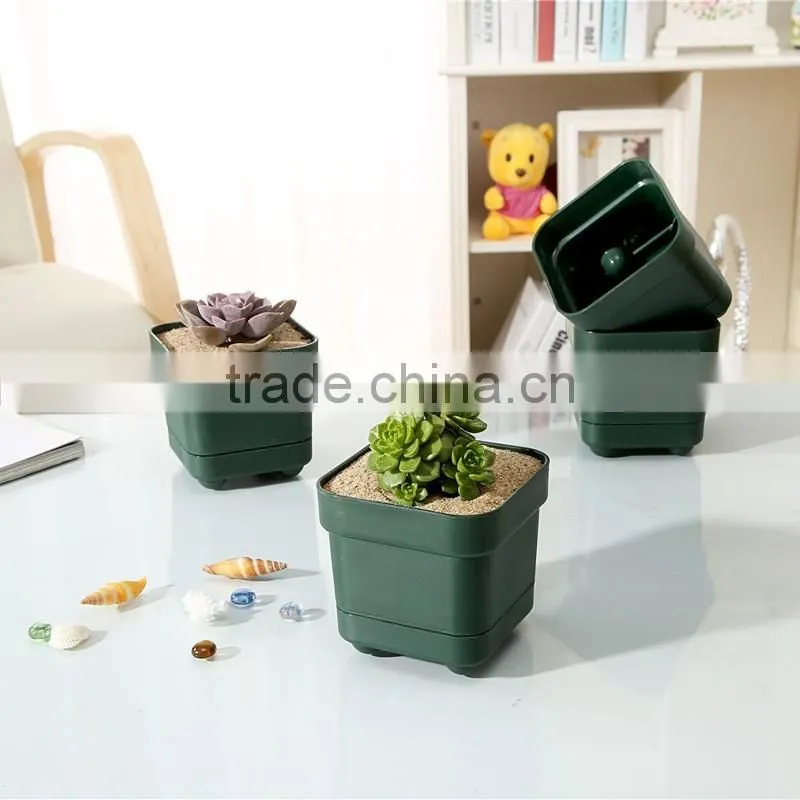 dark green square Plastic Flower Pot for Vegatables