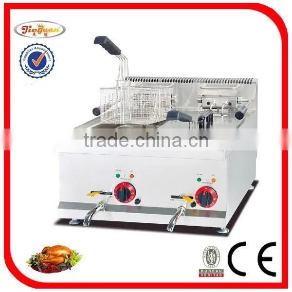 table top 2 tank Electric chips Fryer with CE certificate (DF-10L-2)