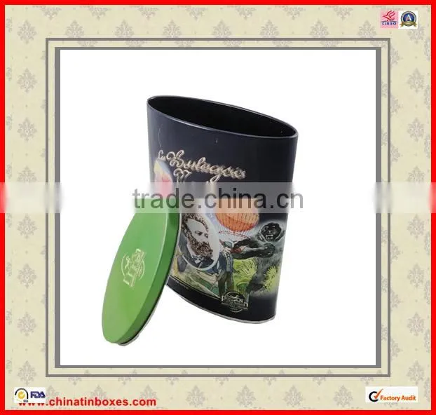 high quality oval shape custom coffee tin box