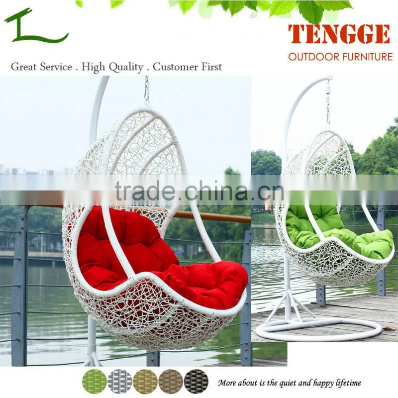TG15-0146 Outdoor furniture white synthetic rattan wicker swing chair