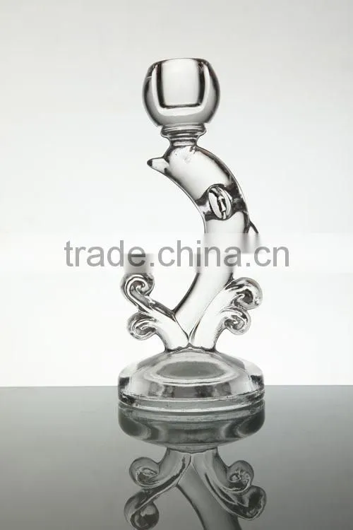Glass candle holder animal dolphin shape,glass candle holders