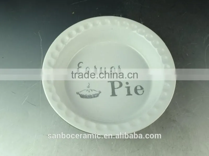 Hot Wholesale white cheap ceramic bake plate for daily use with decal printed stock