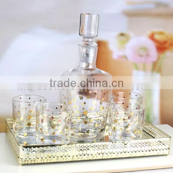 set 6 Luxury Wine Glass Bottle with four glass cups