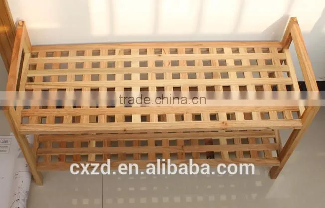 high quality simple design two-tier walnut shoe rack