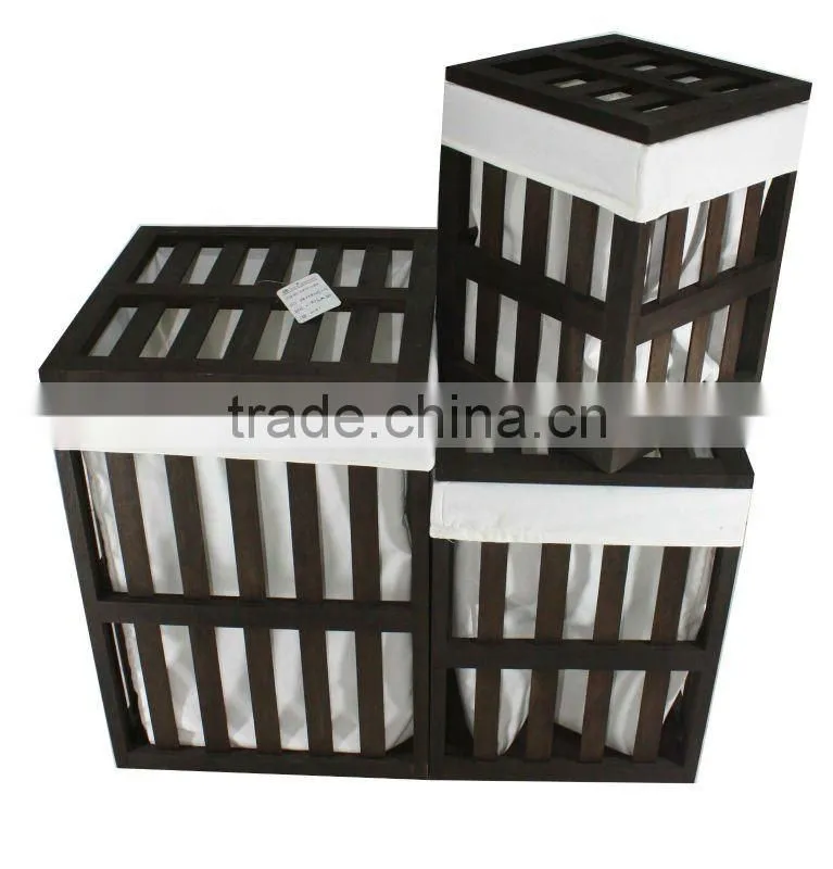 Wooden Storage laundry basket with lid