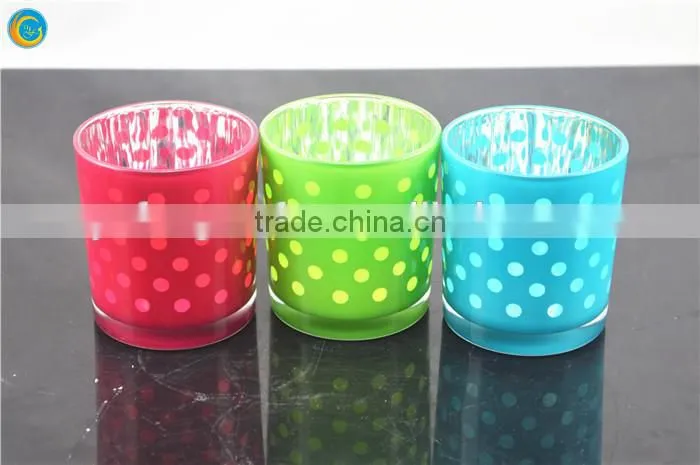 wholesale dots pattern tealight glass candle holders