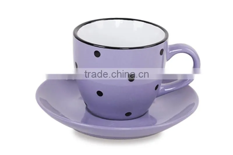 cheap 8oz tea cup and saucer green stoneware cup and saucer