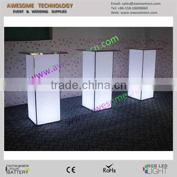 Square glow highboy cocktail table / acrylic glass cocktail table