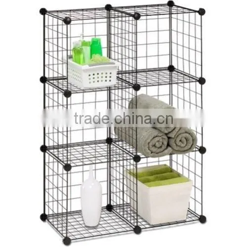 Metal wire mesh coat storage basket shelf rack