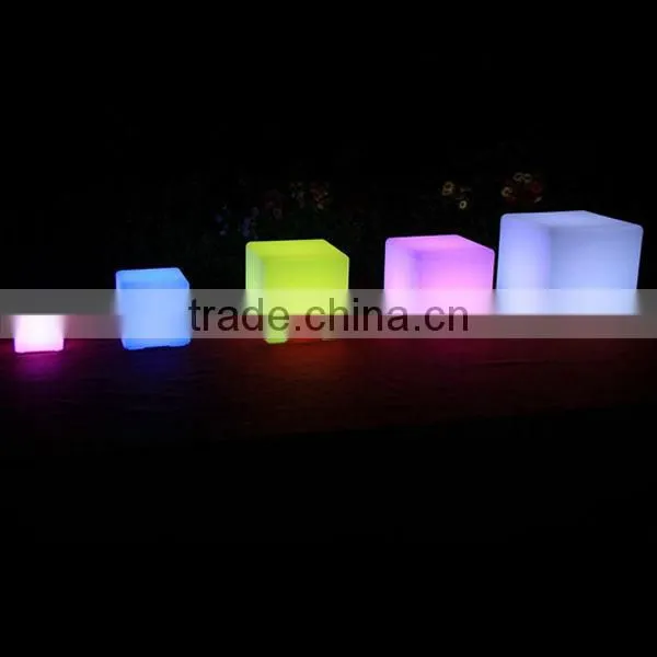 PE plastic indoor furniture folorful led sitting cube