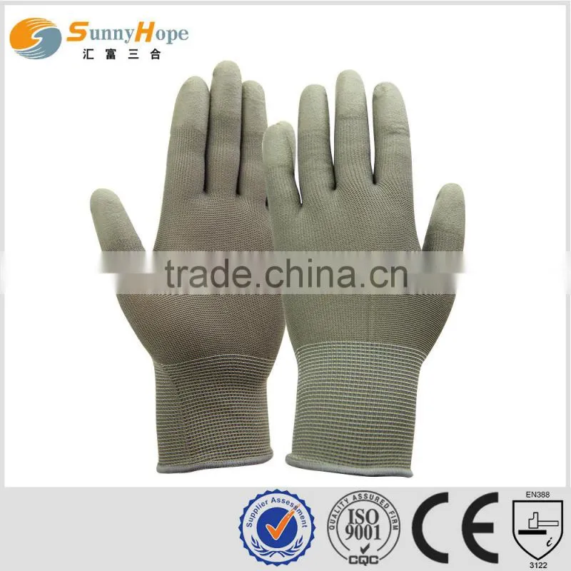 sunnyhope 13gauge nylon pu industrial safety work gloves