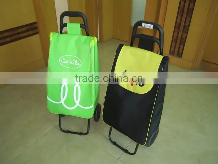Shopping Trolley Handy Polyester Bag Brown Grocery Wheeled Storage Grocery Cart