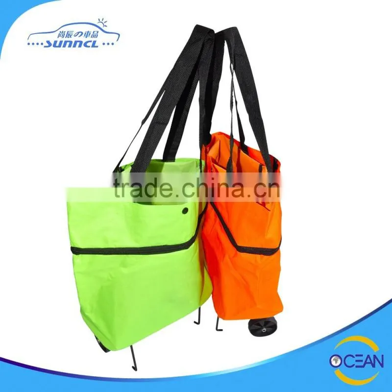 Convenient Easy to Take Foldable Shopping Trolley Bag with Wheels good for Promotion Sale