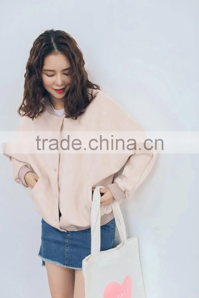 New Fashion Fall Winter Fashion Women Loose Students Take Faux Suede Baseball Uniform Coats Outerwear Gray Pink Maron Jackets