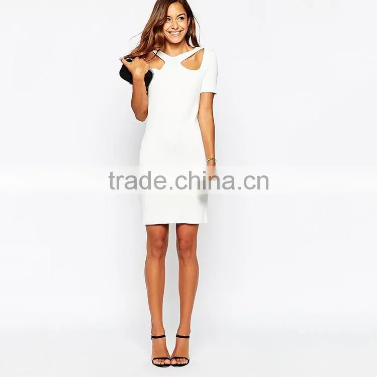 Cut Out Zip Back In Structured Knit Dress