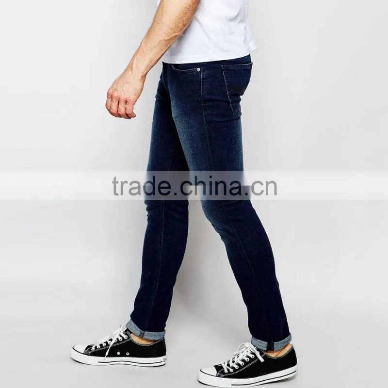 blue washed slim mens skinny jeans custom brand and logo