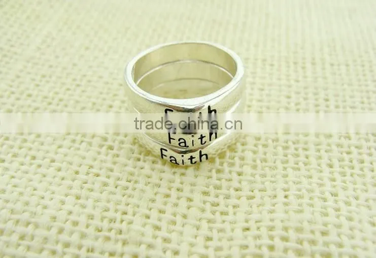 2015 hot sale silver color alloy letter rings for girls