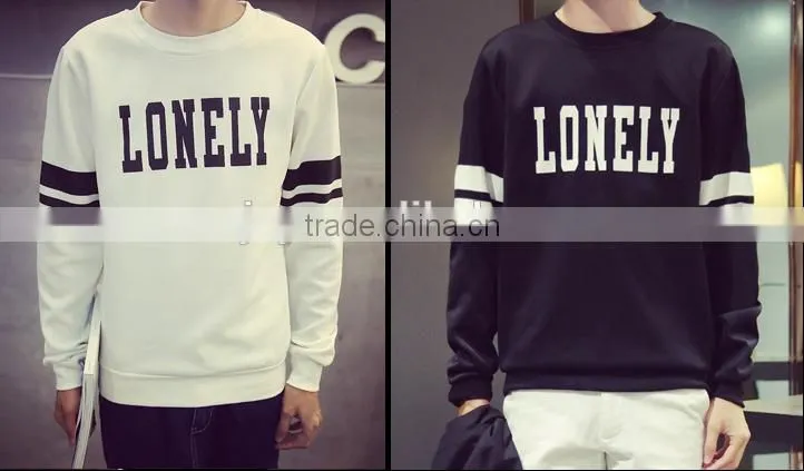 Cheap printed round neck long sleeve oversized cool men's plain printed pullover sweater hoodie