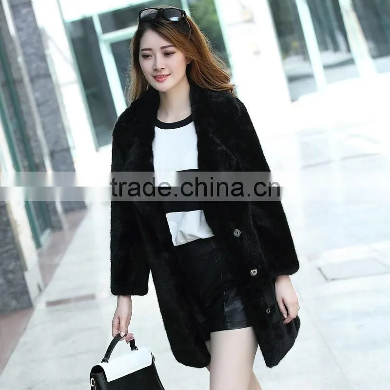 2016 new design women winter mink fur overcoats hot sale fashion lady fake fur coats