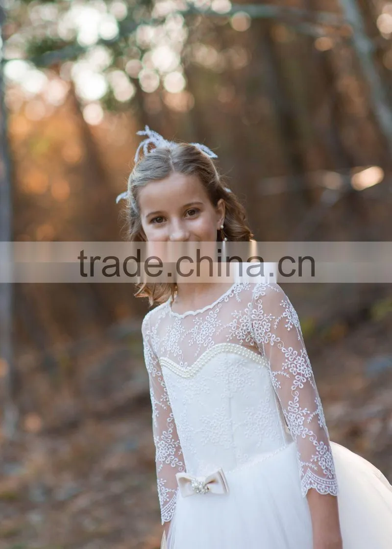 Flower Girls Lace Tutu Wedding White Dress