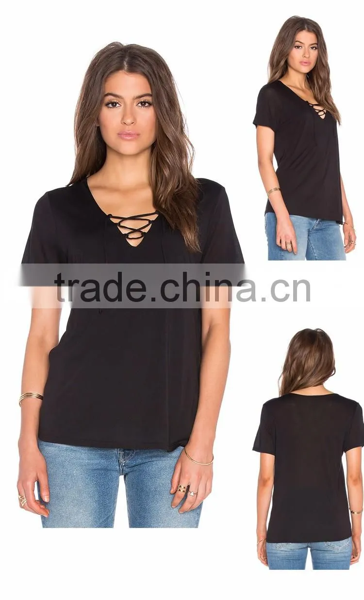 Lady Black Lace Up Sexy Tube Fancy Top
