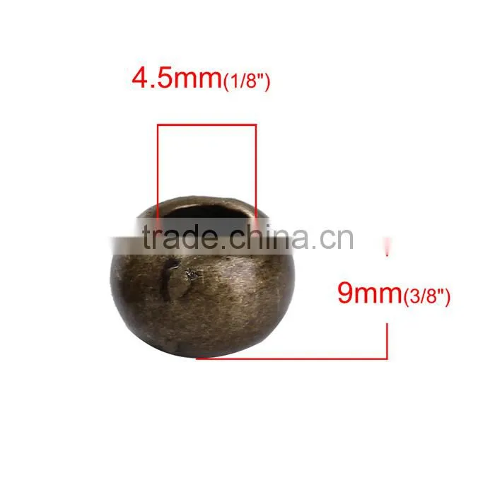 Zinc Based Alloy European Style Large Hole Charm Beads Round Antique Bronze