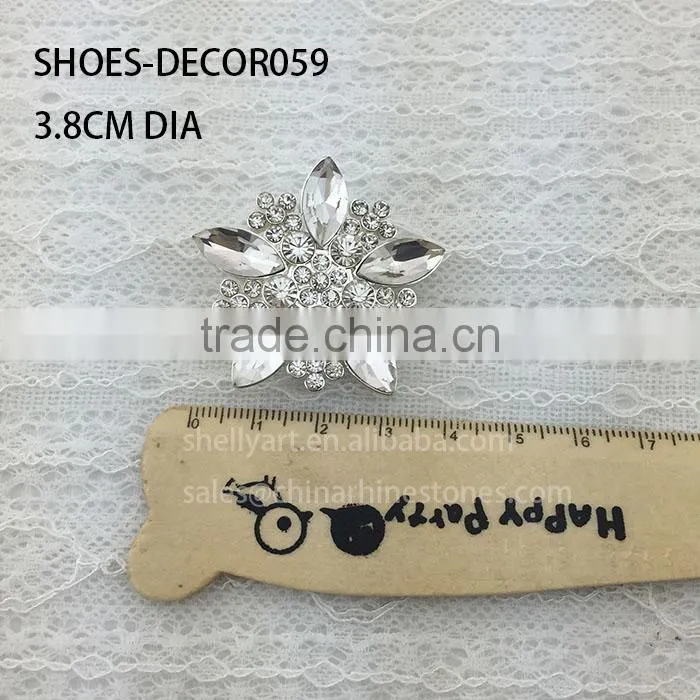 Hot sales Silver Decorative shoes Clips On Rhinestones Metal Shoe clips for Wedding Shoe Accessories