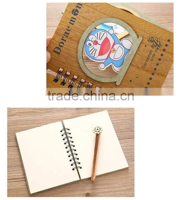 For Student School Writing Book Doraemon Cartoon Cute Wooden Japanese Anime Notebook
