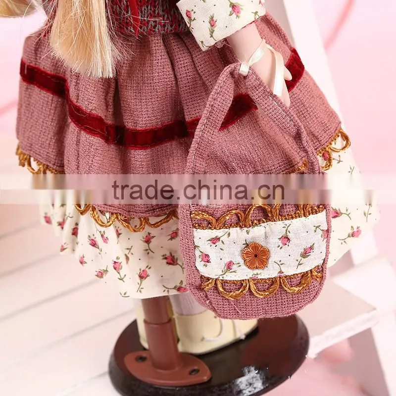 Vintage Ceramic Porcelain Doll with Metal Stand
