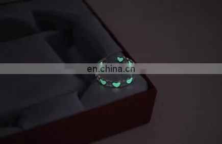 Heart Luminous Ring Glow In The Dark Ring Adjustable Ring