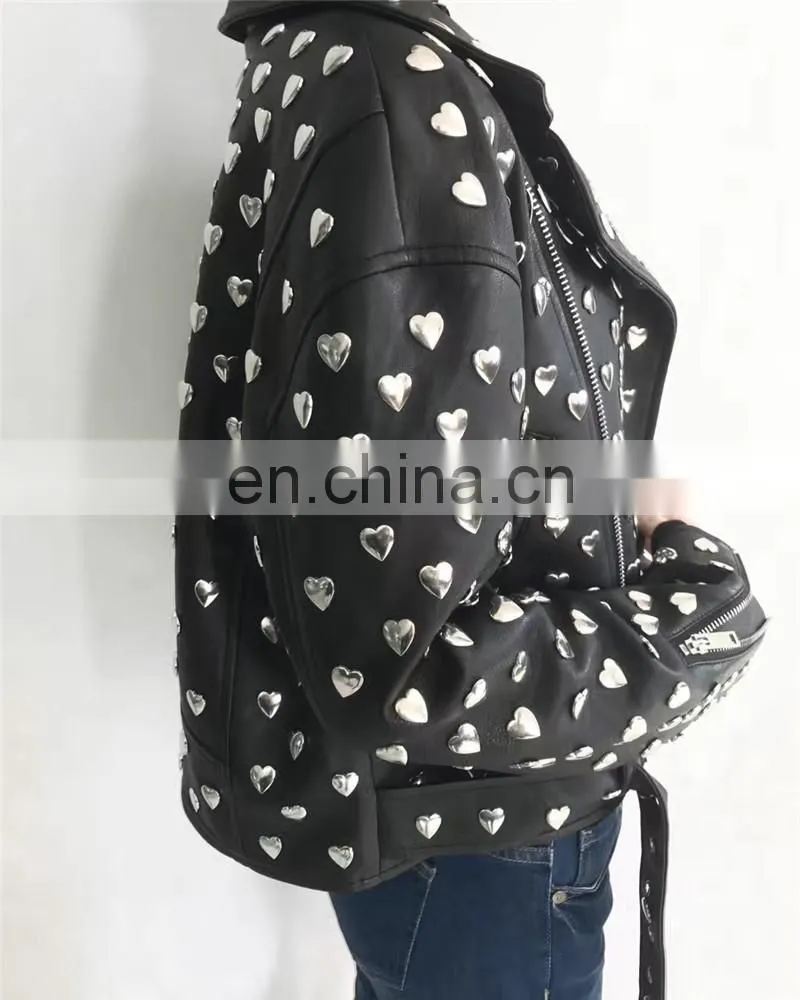 High Quality Custom Design Fashion Motocycle Biker Black Genuine Leather Short Jacket Women
