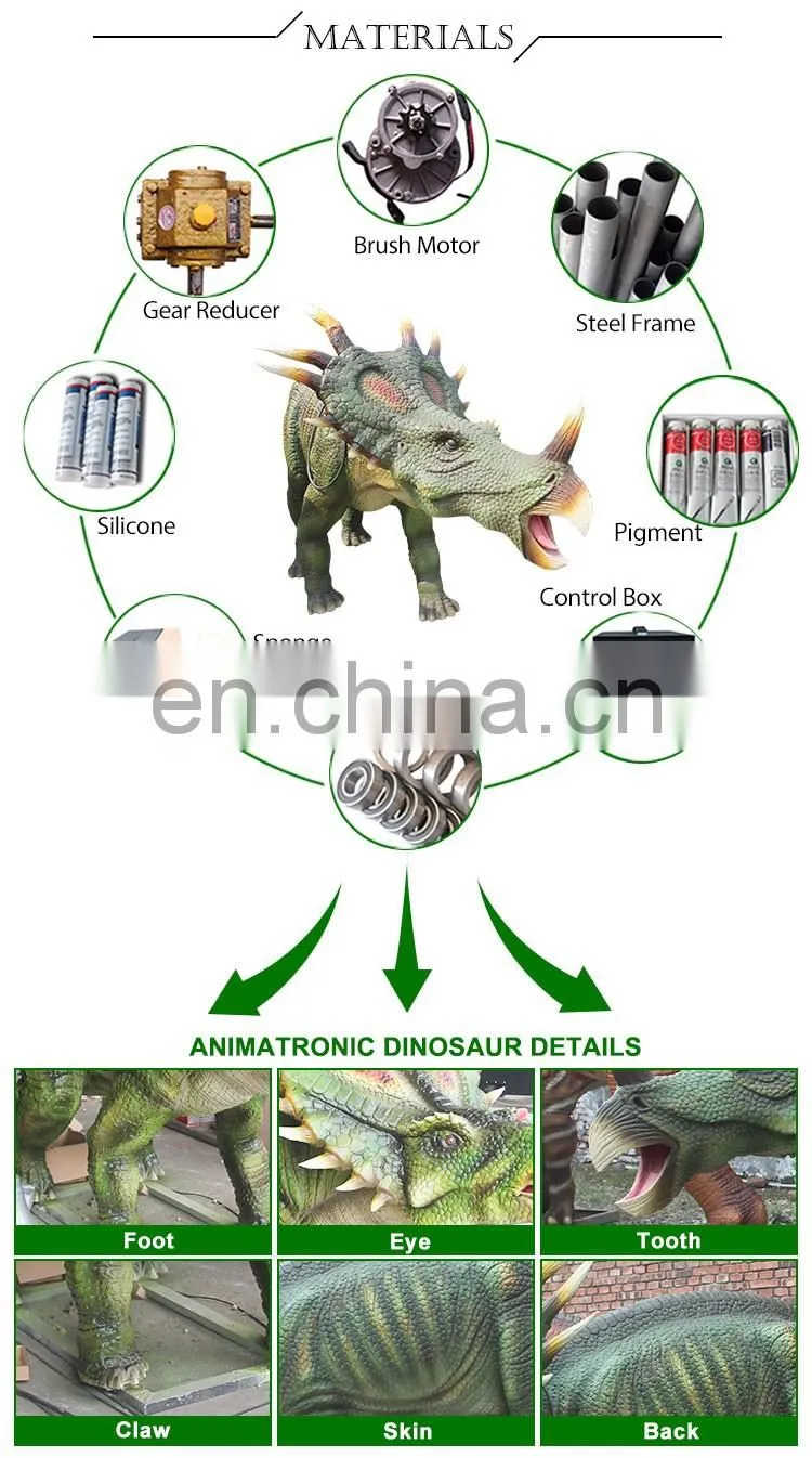Outdoor playground equipment fiberglass dinosaur sculpture for amsement
