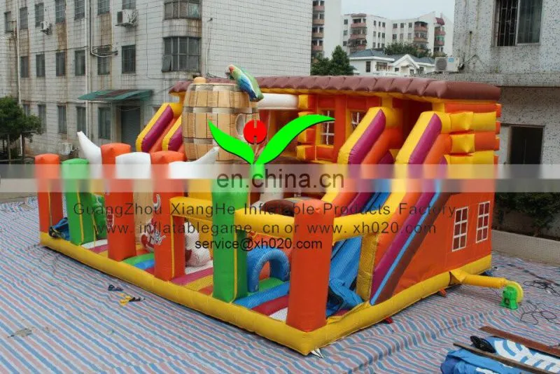 Hot sell theme amusement park PVC Tarpaulin inflatable giant beer cowboy fun city