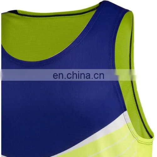 dark blue/ fluo green mens sports tank tops/ newest design 2015 running mens tank top