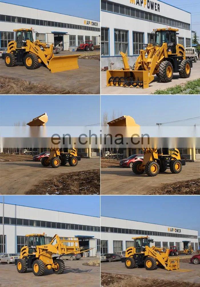 ZL20 2ton shovel loader with snow blower 4 in 1bucket and fork