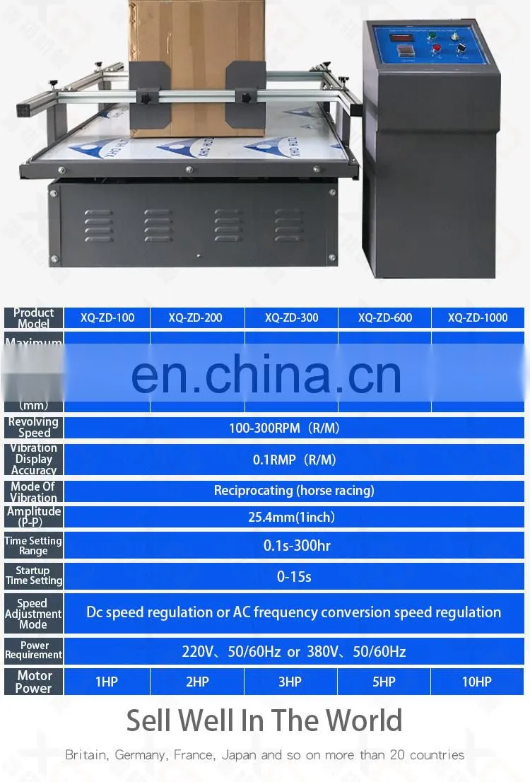 Standards Simulate Car Shipping Carton Vibration Measurement Instrument Mechanical Shaker