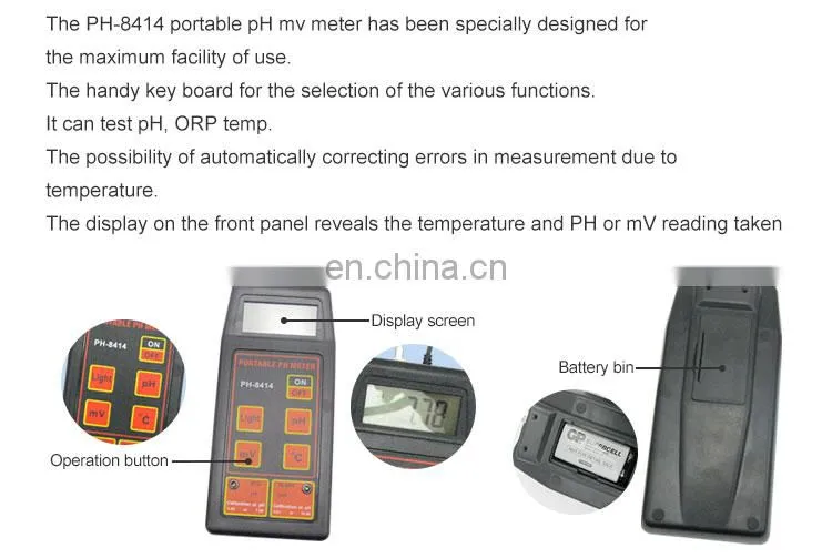 Hot sale factory price high accuracy lab portable Multified Aquarium digital PH /mV / Temp tester test meter ph sensor