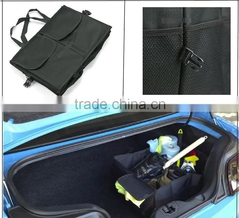 Multipurpose Cargo Trunk Storage Car Console Foldable Black Premium Quality Leakproof Heavy Duty Black Vehicle Organizer-Great F