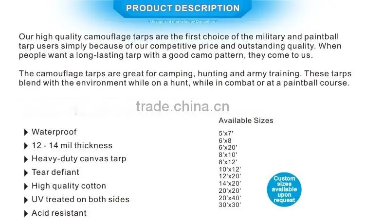 Camouflage waterproof tarps PE tarpaulin