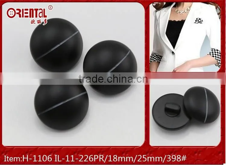 High end black mushroom shape plastic coat button with laser designs