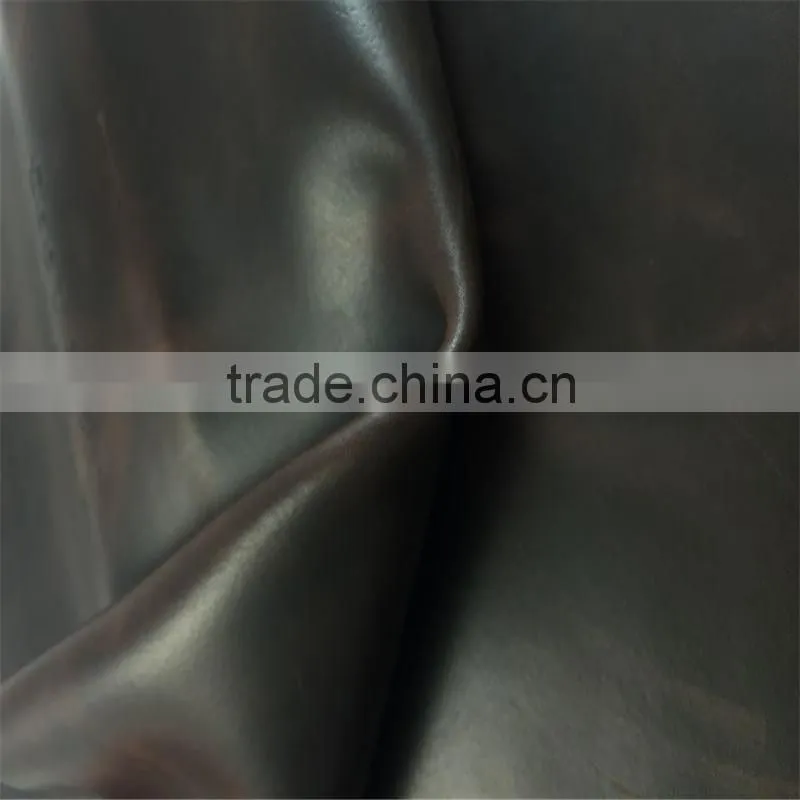 split cowhide leather two tone pull up leather