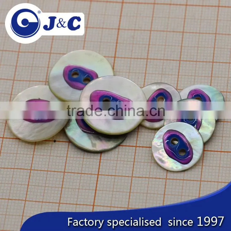 2015 cheap Dying, spraying, electroplate, laser, logo printing, Resin doming, Agoya shell button