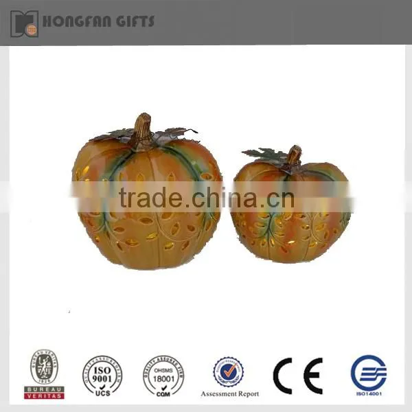 Cute LED harvest festival ceramic pumpkin light