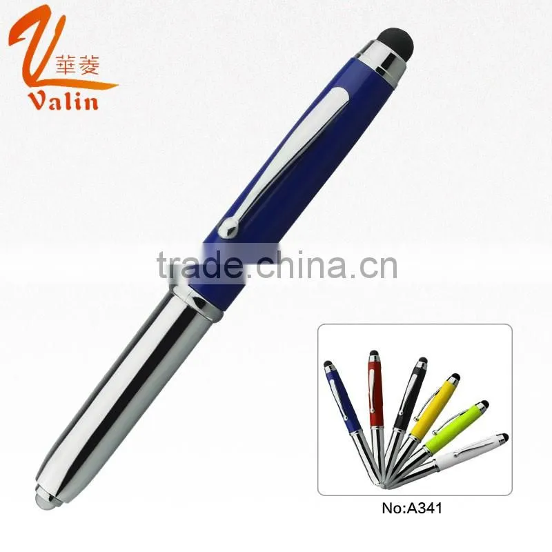 Short metal roller pen with led light and touch screen stationary